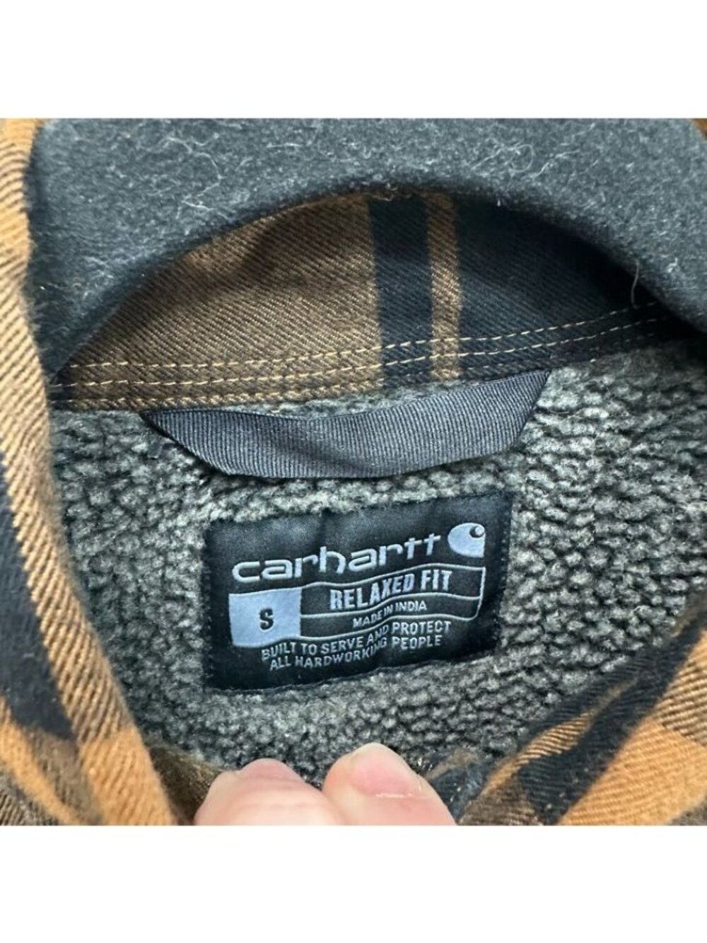 Carhartt TJ4452-M Relaxed Fit Flannel Sherpa Lined Shirt Jacket Plaid Mens Small - Picture 6 of 10
